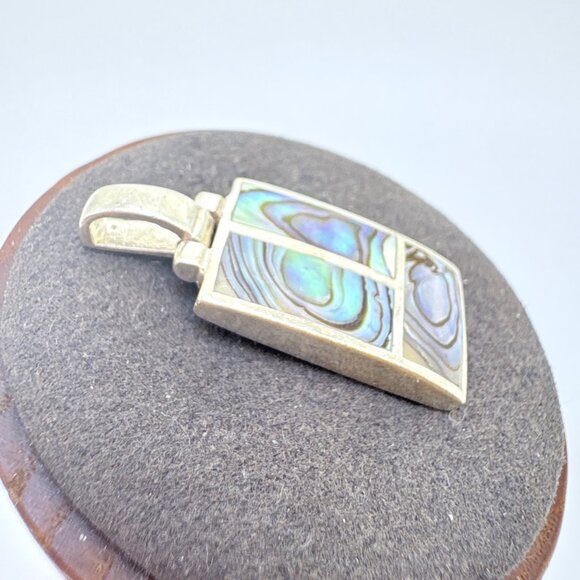VTG Solid Sterling Silver 925 Abalone Pendant Size 1.25" Length - Picture 3 of 9